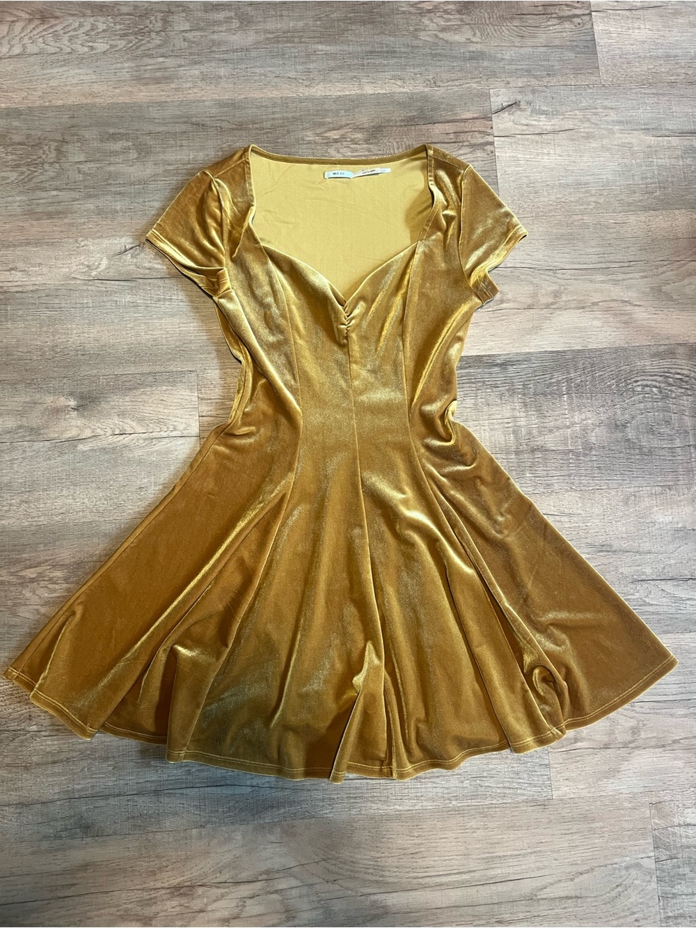 Kimchi Blue Gold Velvet Fit & Flare Mini Dress